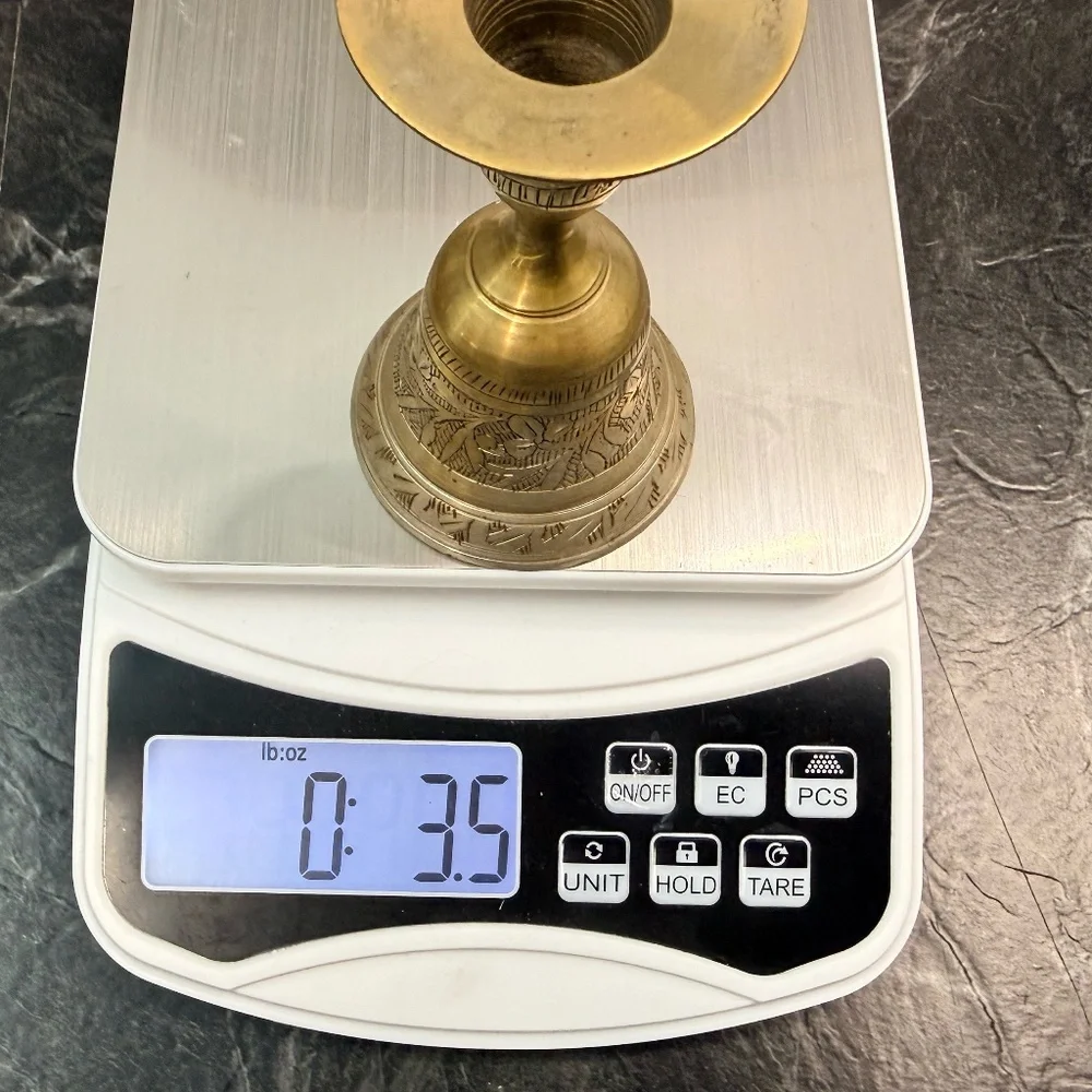 Etched Bell Candle Stick Holder